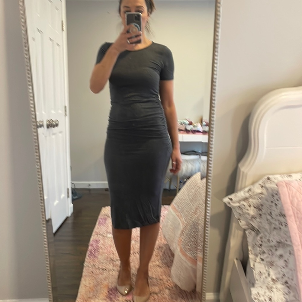 Rosie Pope Ruched Gray Modal Maternity Ruth Dress